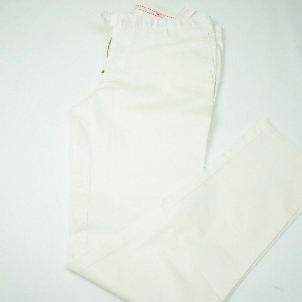 Isaia Tinto Slim Solid White Cotton Blend Casual Chino Pants 56R EU NEW